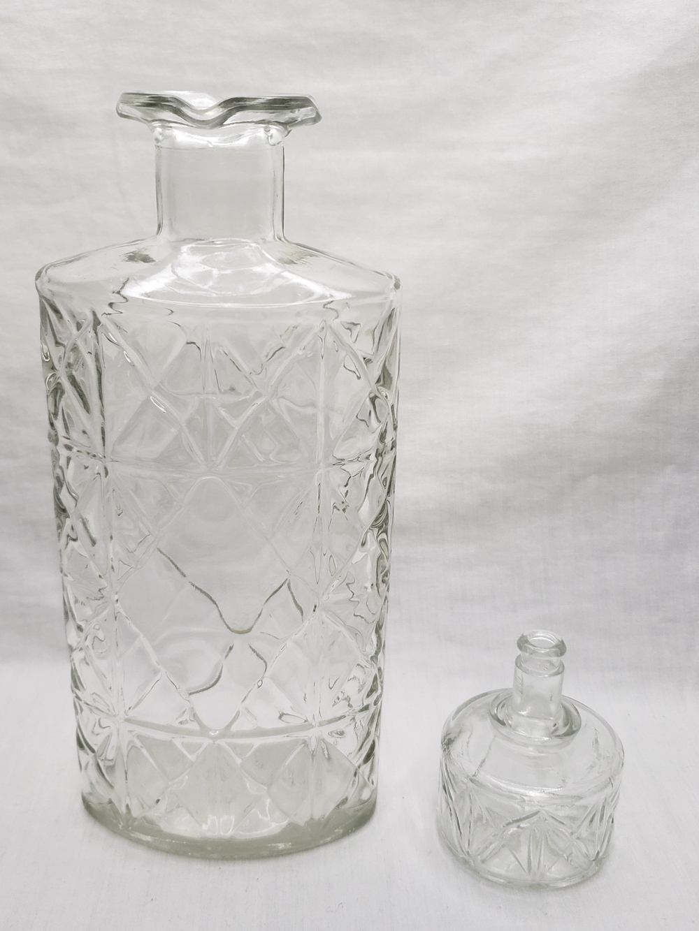 Vintage Clear Glass Cut-Pattern Decanter